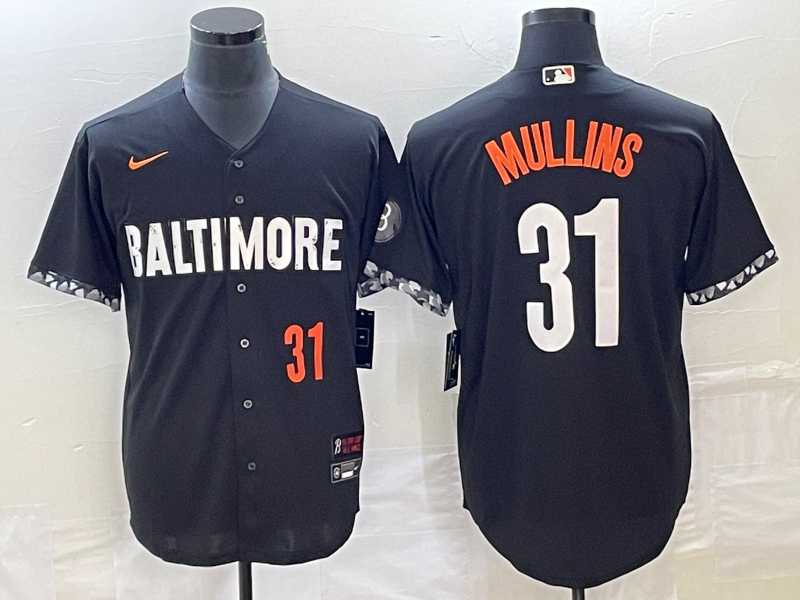 Mens Baltimore Orioles #31 Cedric Mullins Number Black 2023 City Connect Cool Base Stitched Jersey